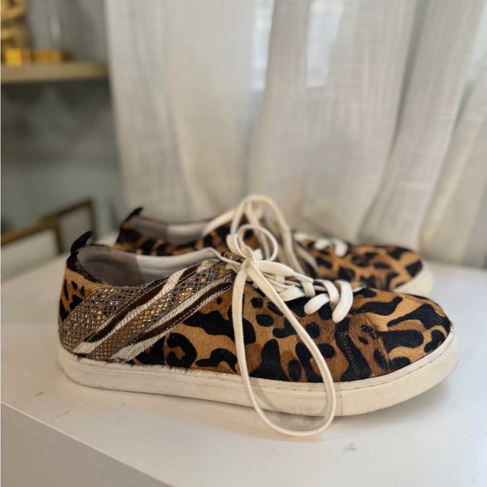 Leopard Print Calf Hair Sneakers